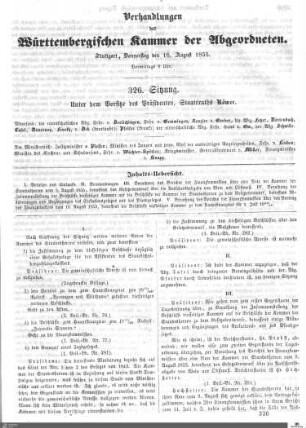 326. Sitzung, Stuttgart, 16.8.1855