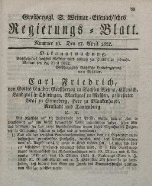 Nr. 10 : 27. April 1832