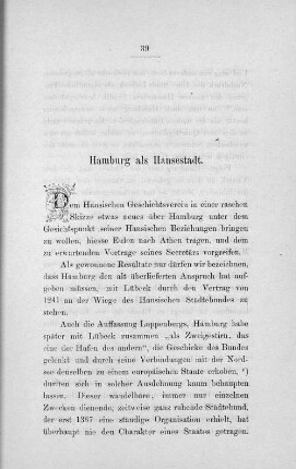 Hamburg als Hansestadt.