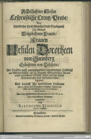 Rechtschaffener Christen ersprießliche Creutz-Probe ...