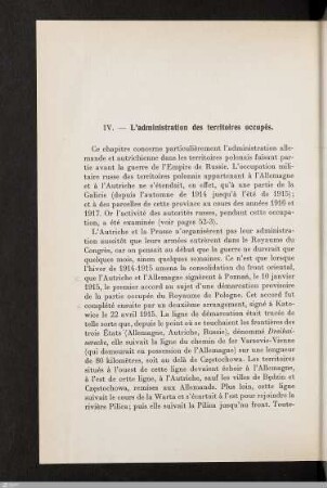 IV. L'administration des territoires occupés