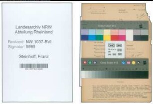 Entnazifizierung Franz Steinhoff , geb. 11.05.1896 (Telegr.Assistent)