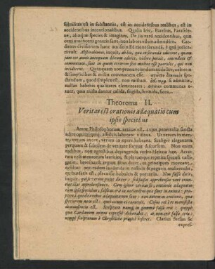 Theorema II. Veritas est orationis adaequato cum ipsis speciebus.