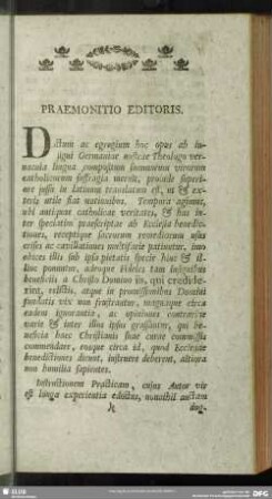 Praemonitio Editoris