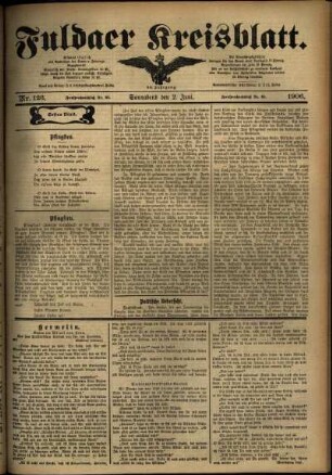 Erste Ausgabe vom Samstag, den 02. Juni 1906.