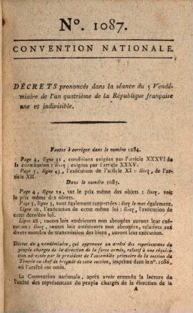 Collection générale des décrets rendus par la Convention Nationale. 52. 1795