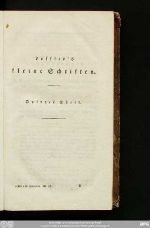Löffler's kleine Schriften. Dritter Theil.