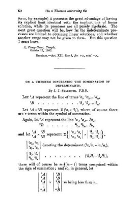 On a theorem concerning the combination of determinants.