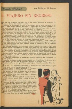 El viajero sin regreso : Cuento policial