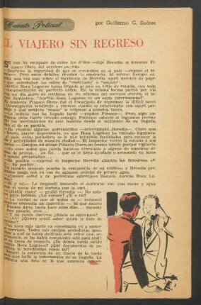 El viajero sin regreso : Cuento policial
