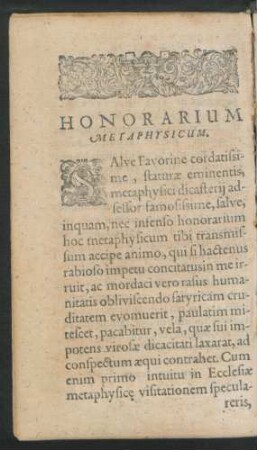Honorarium Metaphysicum.