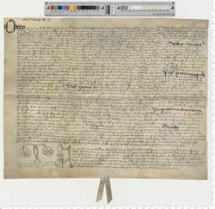 Otto Hermanni transsumiert die Präsentationsurkunde und nimmt die entsprechende Investitur vor, für eine Vikarie am Bartolomei Altar zu St. Nicolai [lat].