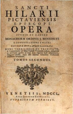 Sancti Hilarii Pictaviensis Episcopi opera, 2