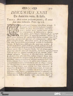 Discursus XXIII. De Amicitia vera, & salsa