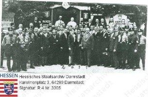 Frankfurt am Main, 1929 September 14 / NSDAP-Obergruppenführer des Gaus Hessen-Nassau-Süd / 1. Jakob Sprenger, 2. Theodor Habicht, 3. [Walter] Heyse, 4. Rühle im Kreise der Führer des Gaus