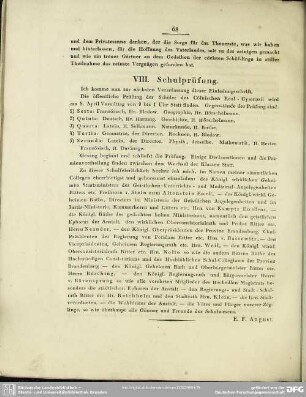 VIII. Schulprüfung