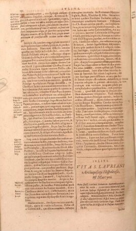 Ivlivs. Vita S. Lavriani Archiepiscopi Hispalensis, & Martyris.