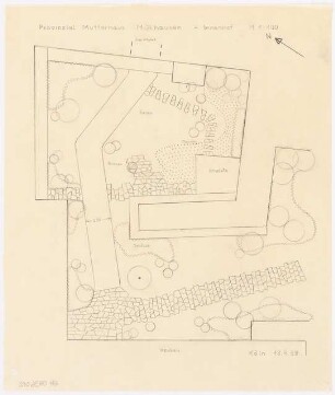 Garten am Provinzial-Mutterhaus der Schwestern »Unserer lieben Frau«, Mülhausen: Lageplan Innenhof 1:100