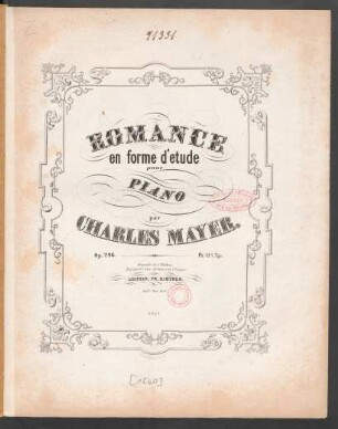 Romance en forme d'etude : pour piano ; op. 296