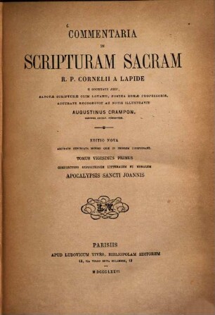 Commentaria in Scripturam Sacram R. P. Cornelii a Lapide. 21