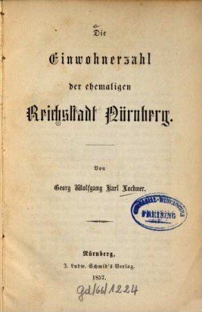 Die Einwohnerzahl der ehemaligen Reichsstadt Nürnberg