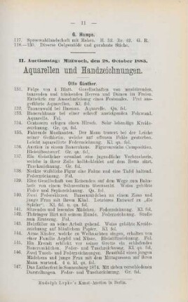 II. Auctionstag: Mittwoch, den 28. October 1885