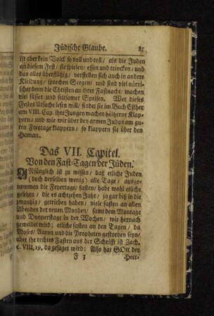 Das VII. Capitel. Von den Fast-Tagen der Juden.