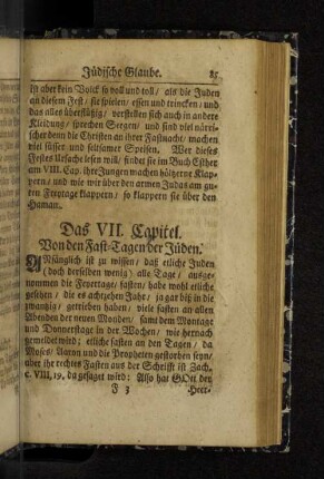 Das VII. Capitel. Von den Fast-Tagen der Juden.