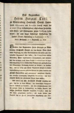 1-8, Gleichwie des Regierenden Herrn Herzogen ...