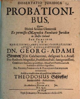 Dissertatio Iuridica De Probationibus