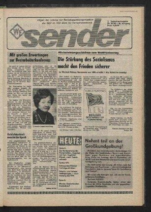 Betriebszeitung 'WF-Sender', Nr.22/1985 (1. Septemberausgabe 1985)