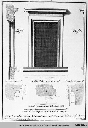 Fensterentwurf für die Hoffassade des Palazzo Giugni in Florenz