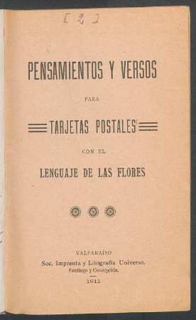 Pensamientos y versos para tarjetas postales : con el lenguaje de las flores