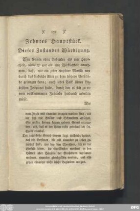 Zehntes Hauptstück. Dieses Zustandes Würdigung.