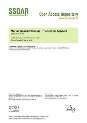 Marine Spatial Planning: Theoretical Aspects