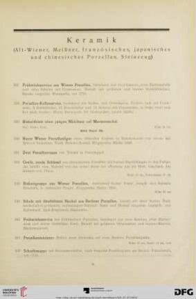 Keramik (Alt-Wiener, Meißner, französisches, japanisches und chinesisches Porzellan, Steinzeug) (Nr. 337-372)