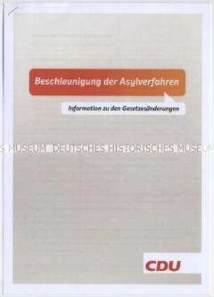 Informationsmaterial der CDU zur Asyl- und Flüchtlingspolitik