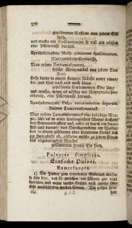 Pulveres simplices. Einfache Pulver. - Pulveres compositi. Zusammengesetzte Pulver.
