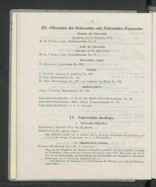 III. Officianten der Universität und Universitäts-Verwandte.