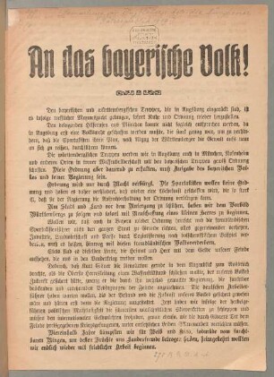 [Sammlung von Flugblättern betreffend die Münchener Räterepublik 1919] : [Drucksachen in Folio]