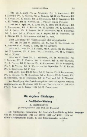 II. Die einzelnen Abteilungen