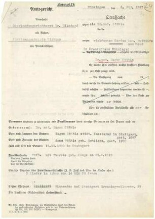 Dr. med. Eugen Stähle - Vernehmung durch das Amtsgericht Münsingen am 06.11.1947 und 17.06.1948 - Qu. 24, Seite 1-47