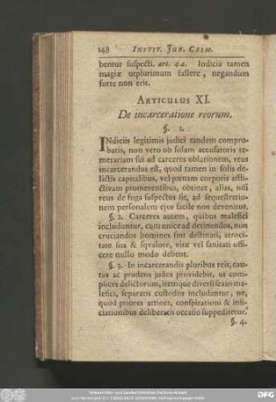 Articulus XI. De incarceratione reorum.
