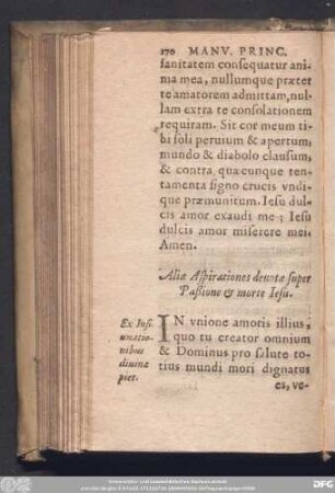 Aliae Aspirationes devotae super Paßione & morte Iesu.