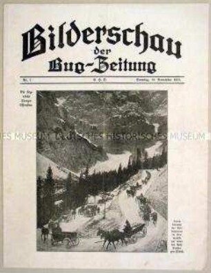 Illustrierte Beilage der "Bug-Zeitung" mit Abbildungen zum Kriegsgeschehen ("Isonzo-Offensive")
