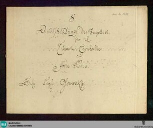 Kaspar der Fagottist. Excerpts. Arr - Don Mus.Ms. 1498 : cemb