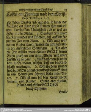 Epistel am Sontage nach dem Christ-Tage