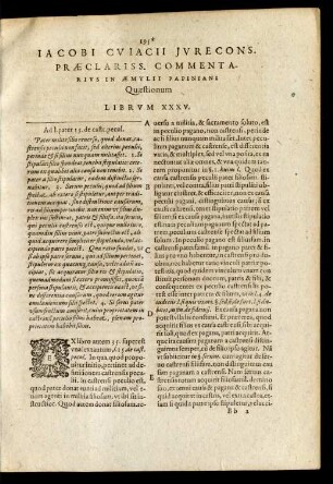 Iacobi Cuiacii ... Commentarius In Aemylii Papiniani Quaestionum Librum XXXV.