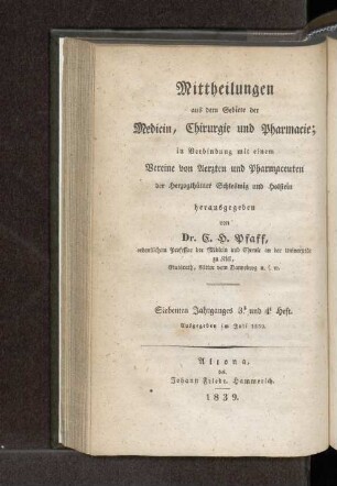 Siebenten Jahrganges 3. und 4. Heft. Ausgegeben im Juli 1839. - Fünten Jahrganges 3. und 4. Heft. Ausgegeben im Juli 1839.