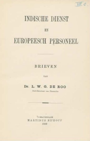Indische dienst en Europeesch personeel : brieven